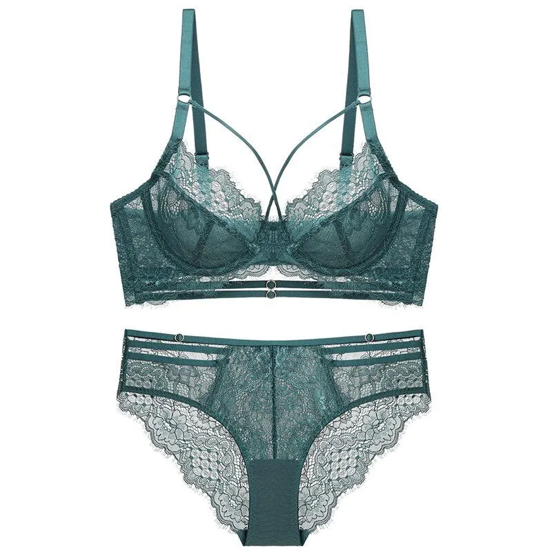 Confortable Ultra Thin Bra Set Ensemble Lingerie Femme Sexy Underwire Bra Underwear Plus Size Women's Underwear Bra & Brief Sets