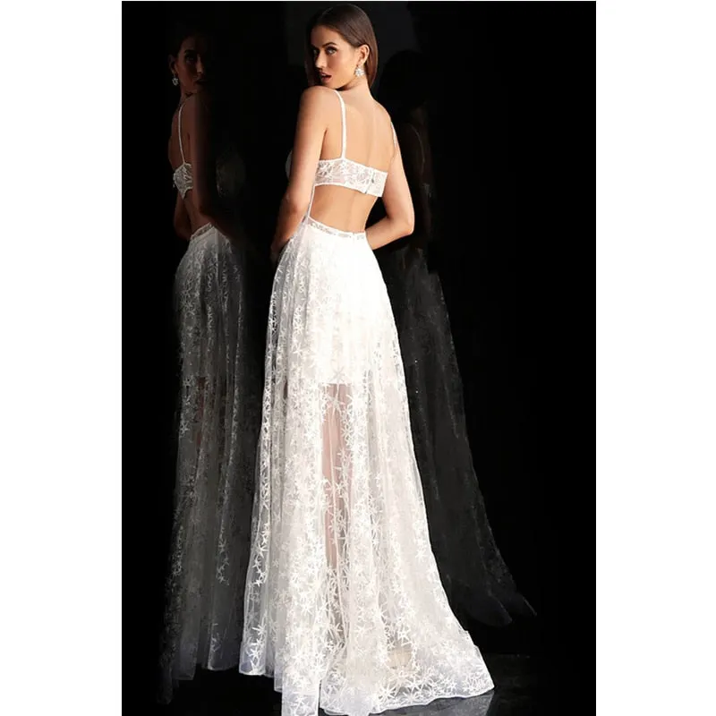 Wedding Guest  Summer Dress  Women Elegant Lace Evening Dress Fashion Female Strap V Neck High Waist Corset Halter Hollow Out Party Formal Dress