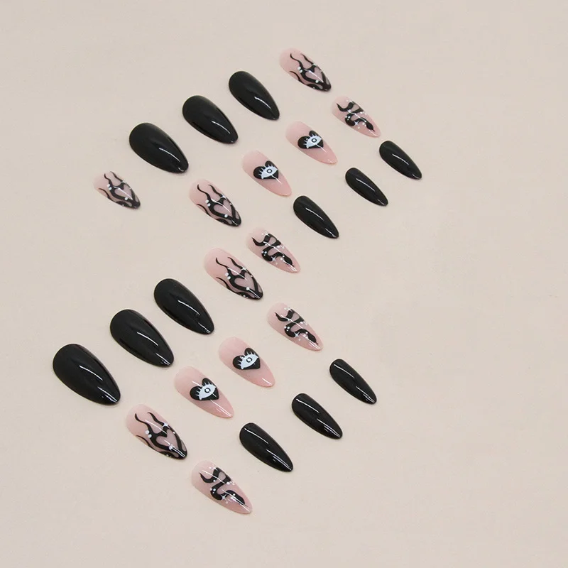 Churchf Churchf And White Mandarin Duck Nail Snake Grain Love Almond Nail Fashion Wear Nail Piece Halloween