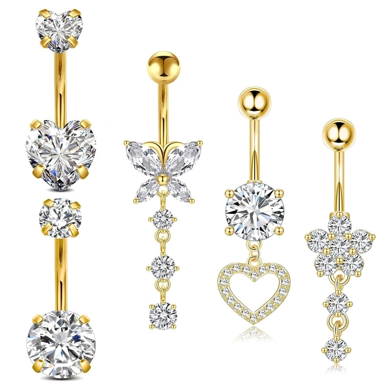 Puncture Jewelry  Belly Button Nail 5-piece Set Of  Belly Button Ring Europe And The United States New Belly Button