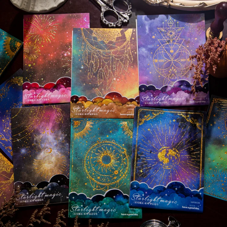 JOURNALSAY 50 Pcs Cosmic Starry Aesthetic Journal Washi Sticker
