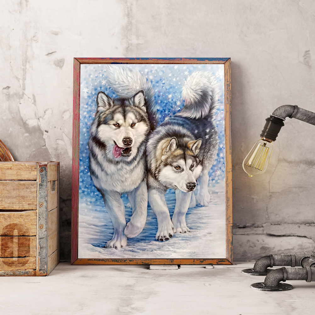 

(Multi-Size) Snowflake Wolves - Round/Square Drill Diamond Painting 30*40CM/40*50CM, Round diamond 30*40cm, 501 Original