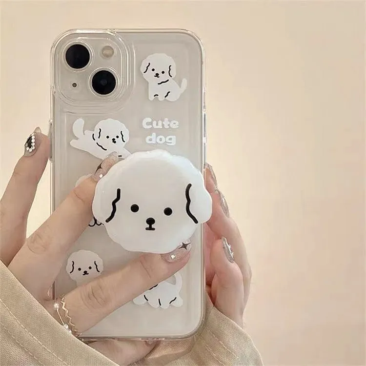 For Huawei Nova Y70 Plus 5T 8i 9 SE 10 Pro Honor 70 50 X7 X8 9X 10i P30 Lite P40 Y8P Y9 Prime Cute Dog Grip Holder Phone Case