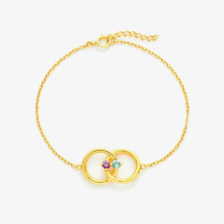 Mother & Daughter Custom Birthstones Interlocking Circle Bracelet