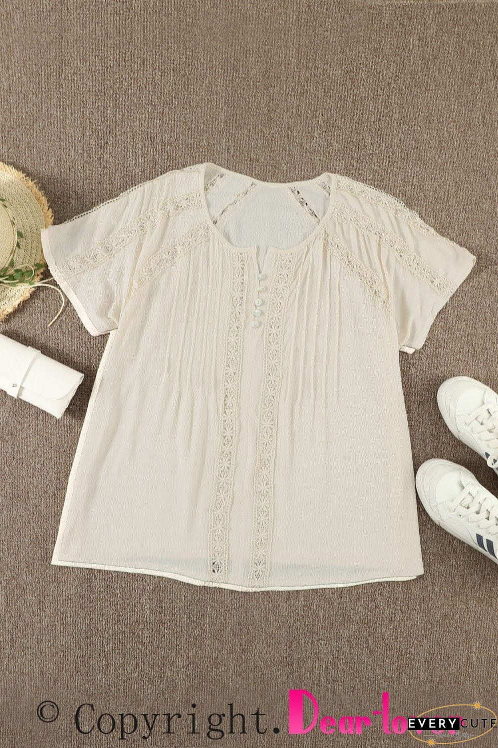 White Eyelet Jumpsuit with Pockets