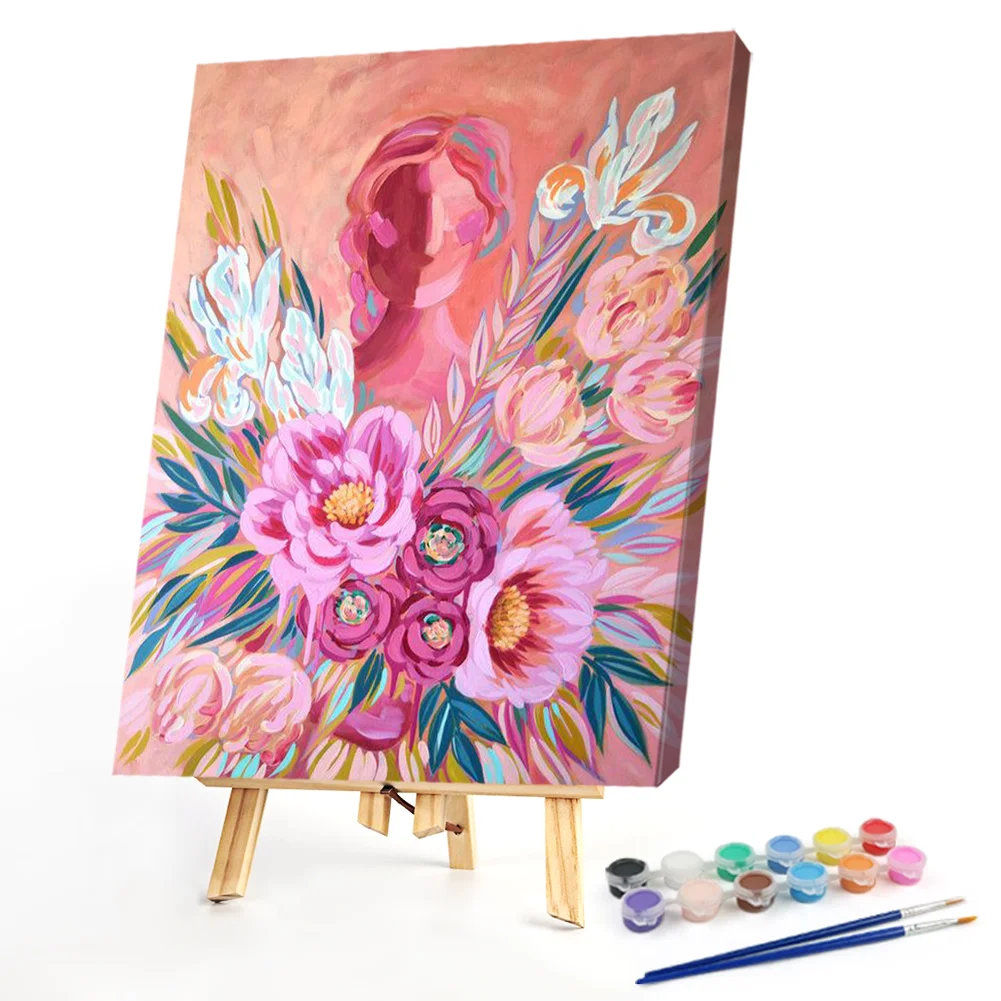 Girl with Peony - Paint By Numbers(50*40CM)