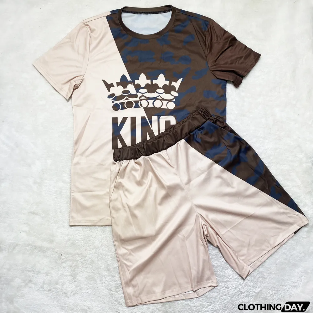 Men's Printed T Shirt And Shorts 2 Piece Sets