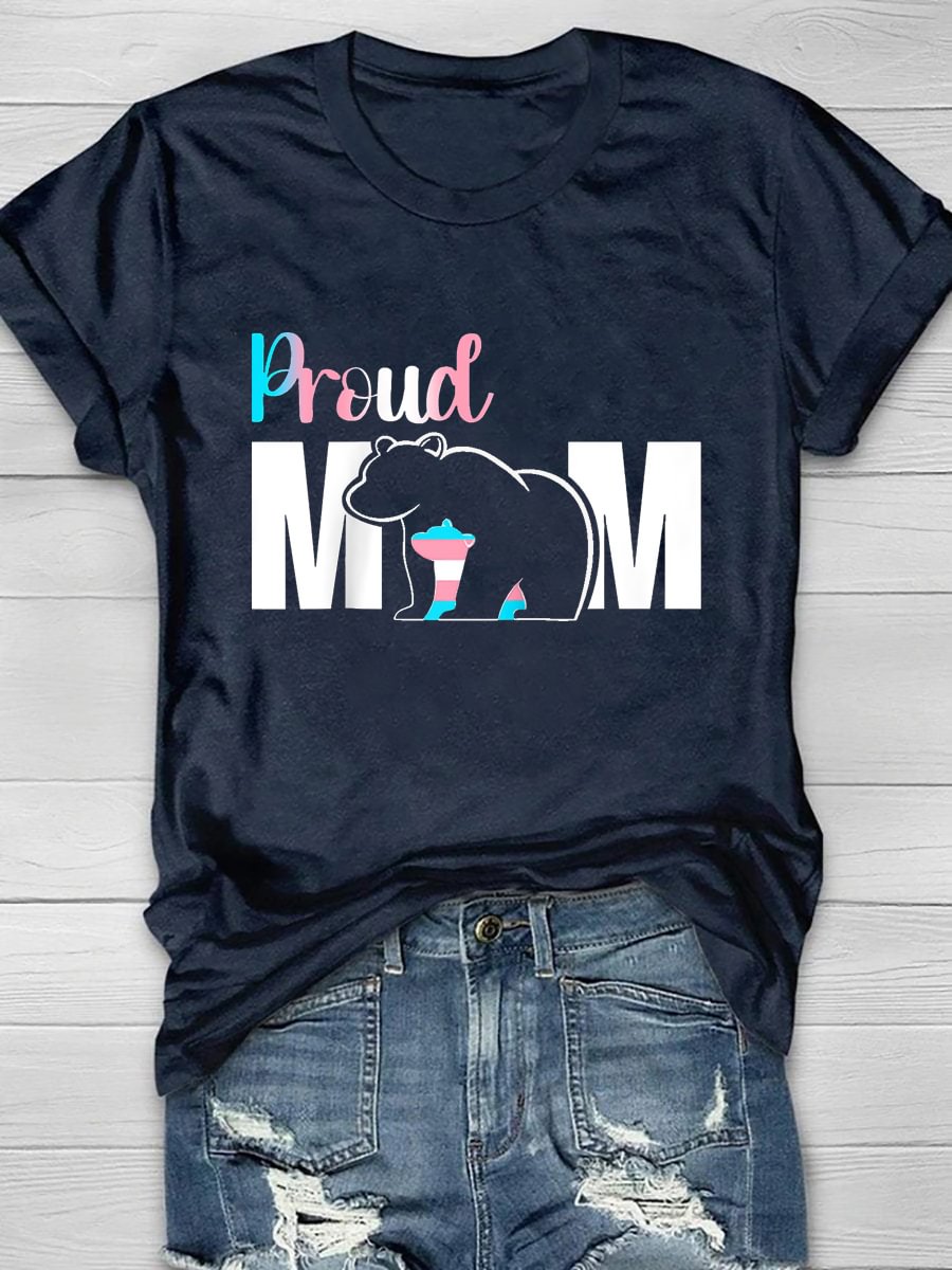 Proud Mom Print Short Sleeve T-Shirt