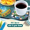 (US Local)6pcs Flower DIY Diamond Painting Coasters Kits with Holder for Adult Beginner