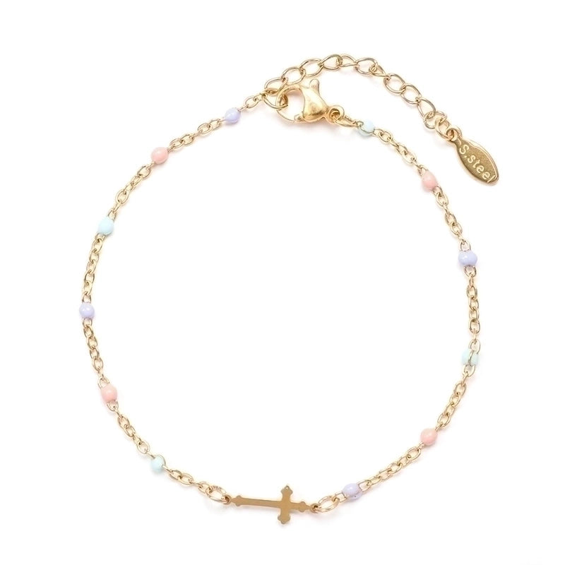 Stainless Steel Minimalist Cross Enamel Plating Bracelets