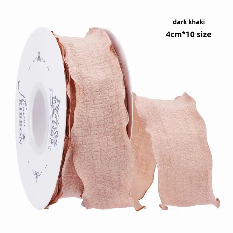Ruffled Pleated Fishtail Yarn 2.5 Wide Ribbon Flower Packaging Ribbon Macaron Floral Snow Yarn Linen Diy