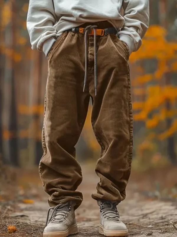 Men's Vintage Knitted Outdoor Multi-pocket Cargo Pants Trousers