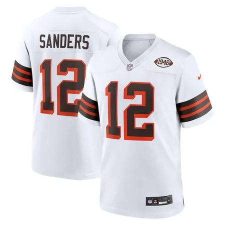 Men's Cleveland Browns #12 Shedeur Sanders  White 2025 NFL Draft 2nd Alternate Game Jersey