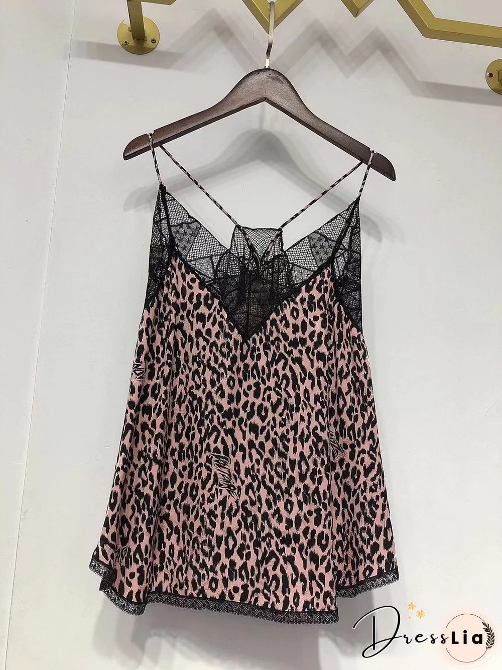 Silk Women New Style Romantic Neckline Exquisite Lace Stitching Letter Printing Girls Camis Vest