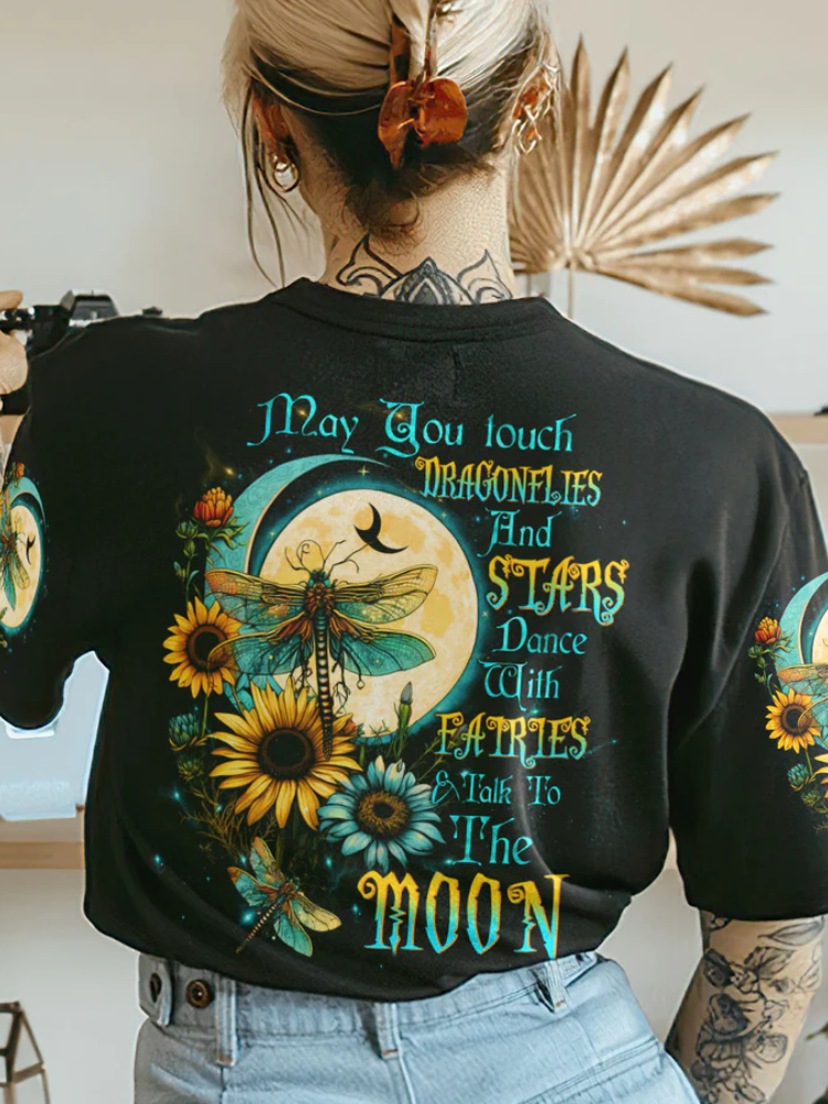May You Touch Dragonflies And Stars All Over Print T-Shirt wearshes
