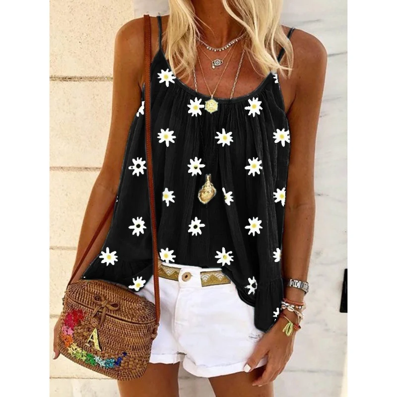 Printed Suspender Loose Vest
