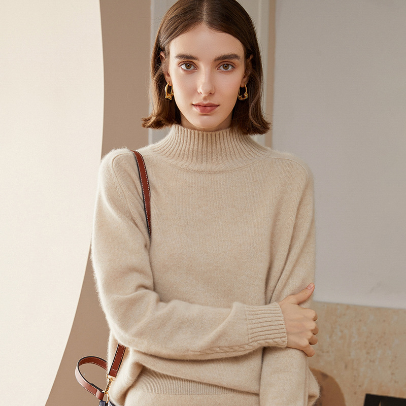 Loose Turtleneck Women's Cashmere Sweater REAL SILK LIFE