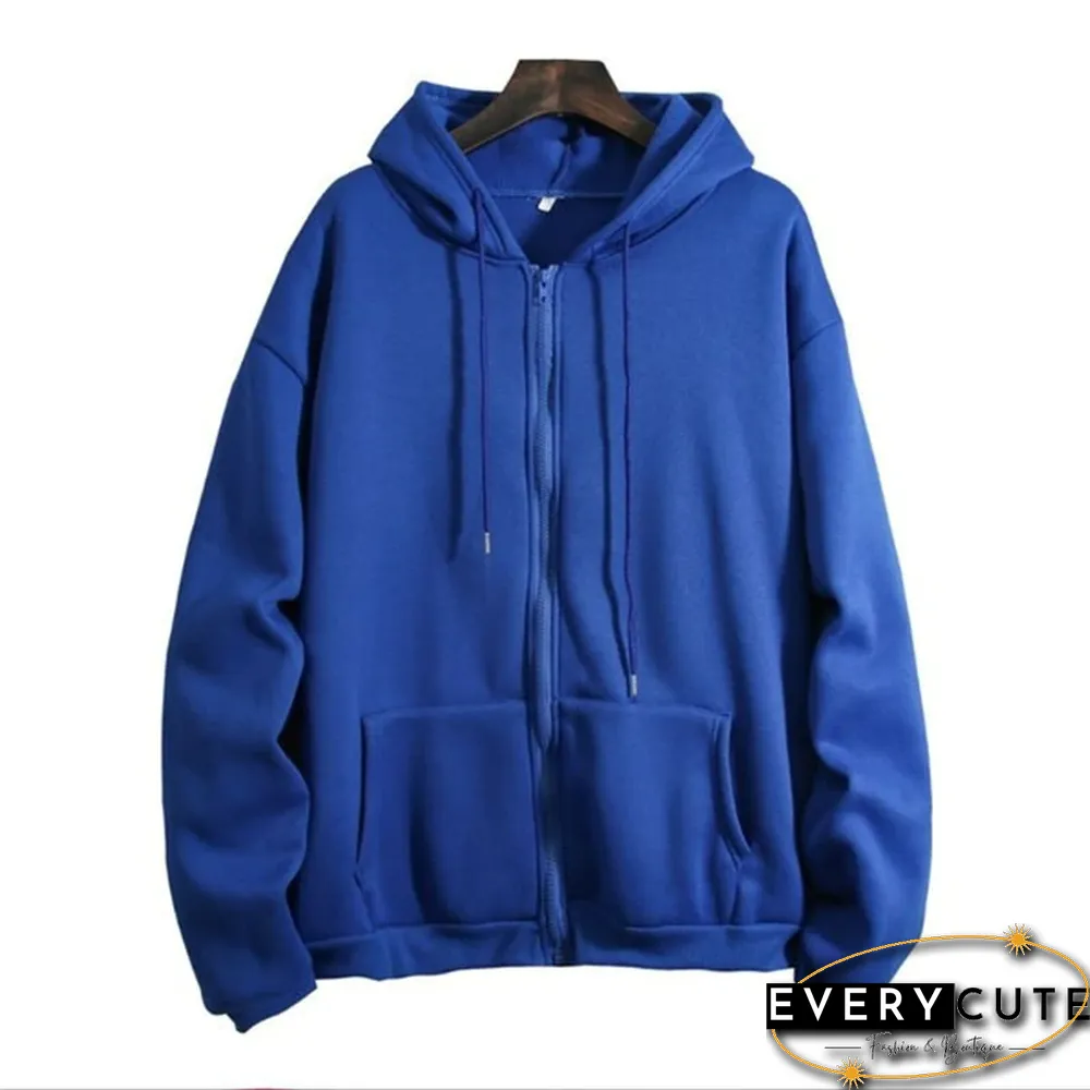 Loose Hooded Sweater Women's Autumn And Winter Large Size Zipper Cardigan Top Zip Up Hoodies Pullover