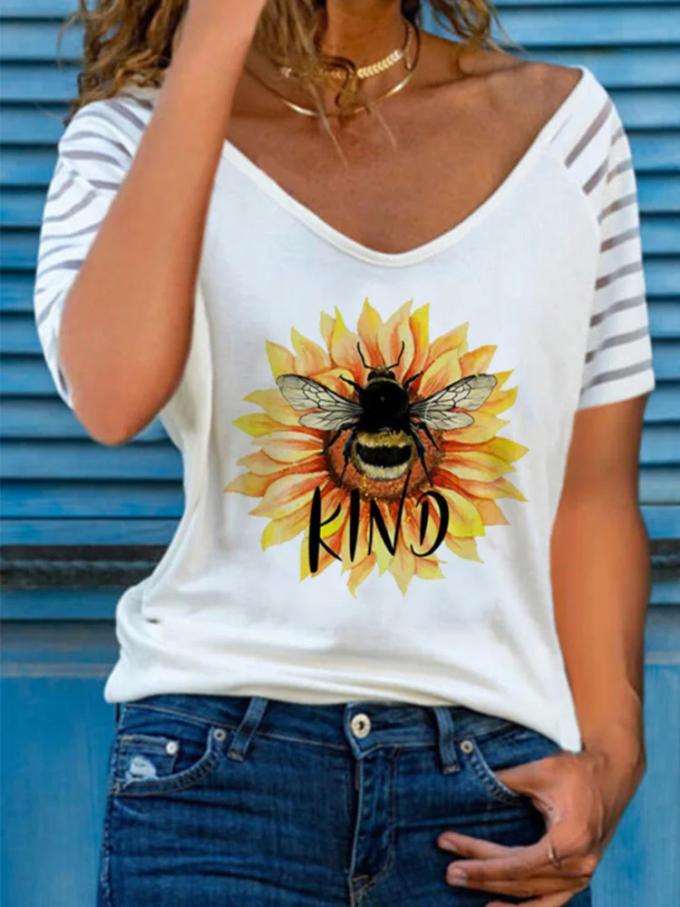 Bee Kind Sunflower Graphic T Shirt