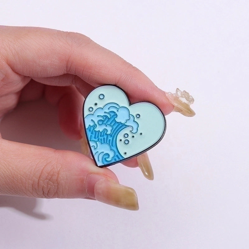 Cartoon Style Cute Sea Wave Heart Shape Skull Alloy Stoving Varnish Unisex Brooches
