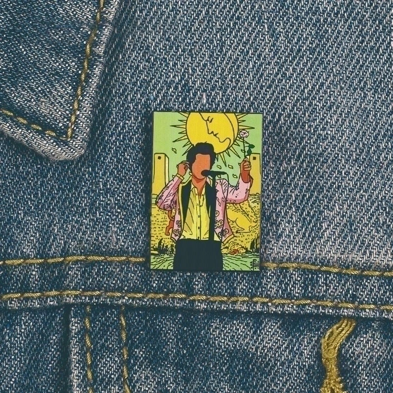 Vacation Pin Color Block Mixed Materials Printing Unisex Brooches