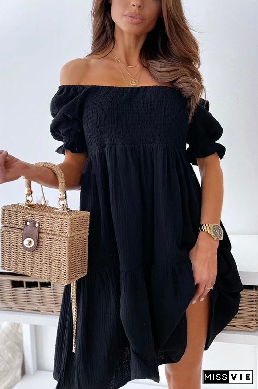 Enchanted Off The Shoulder Smocked Loose Dress