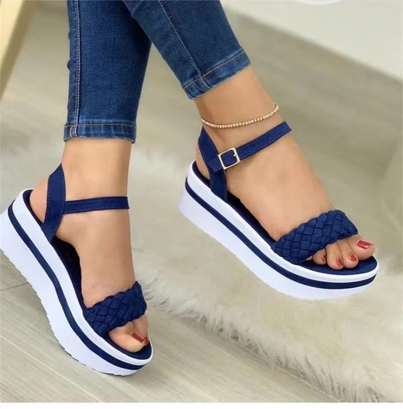 New Women Sandals Summer  Fashion Peep Toe Flip Flops Buckle Non-slip Platform Sandals Woman Sandalia Feminina Plus Size 35~43