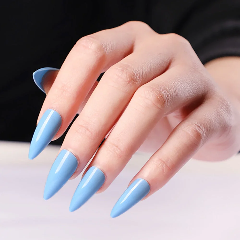 24Pcs Shiny Dark Brown Artificial Fake Nails Long Stiletto False Nails For Design DIY Lady Finger Tips Manicure Tool-Nail Inspo