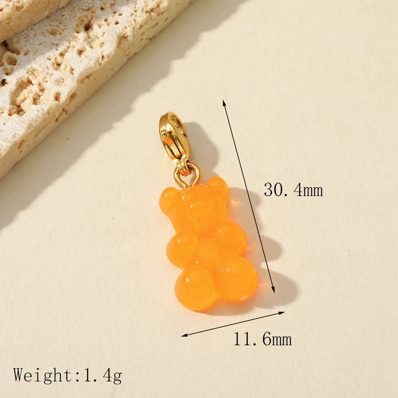 1 Piece 304 Stainless Steel Resin 14K Gold Plated Cartoon Little Bear Pendant Jewelry Accessories