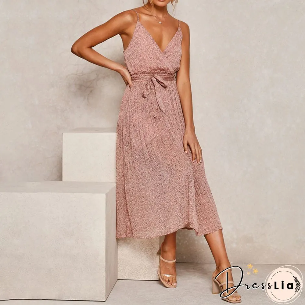 Pleated Elegant Dress With Fashionable Suspenders