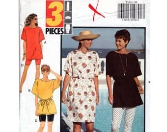 pornhint Pornhint Petite Dress or Cover-Up Tunic and Leggings Easy Sewing Pattern 90s Petite Vintage Size 6-14 Bust 30.5-36 (78-92 cm)-Butterick 5514 G