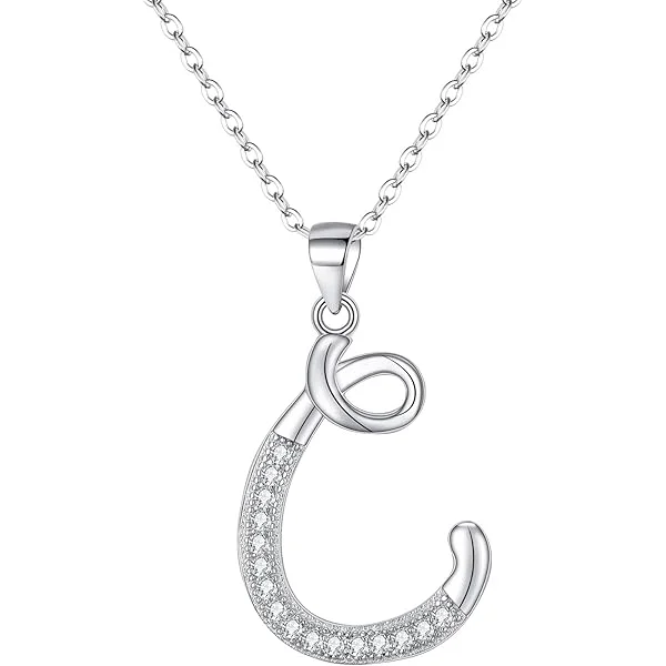 Sterling Silver Script Initial Necklace