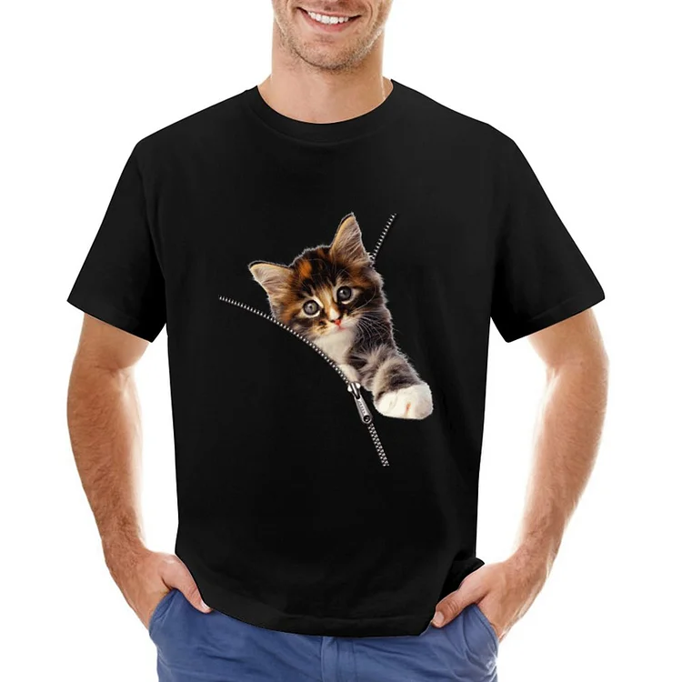 Cat Cute T-shirt &Agrave; Manches Courtes Gildan Pour Homme