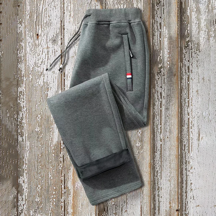 BrosWear Fleece Warm Straight Leg Solid Color Sweatpants