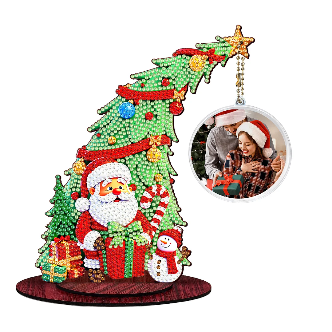 Photo Christmas Tree 5D DIY Diamond Art Tabletop Wood Decorations Ornament Kits