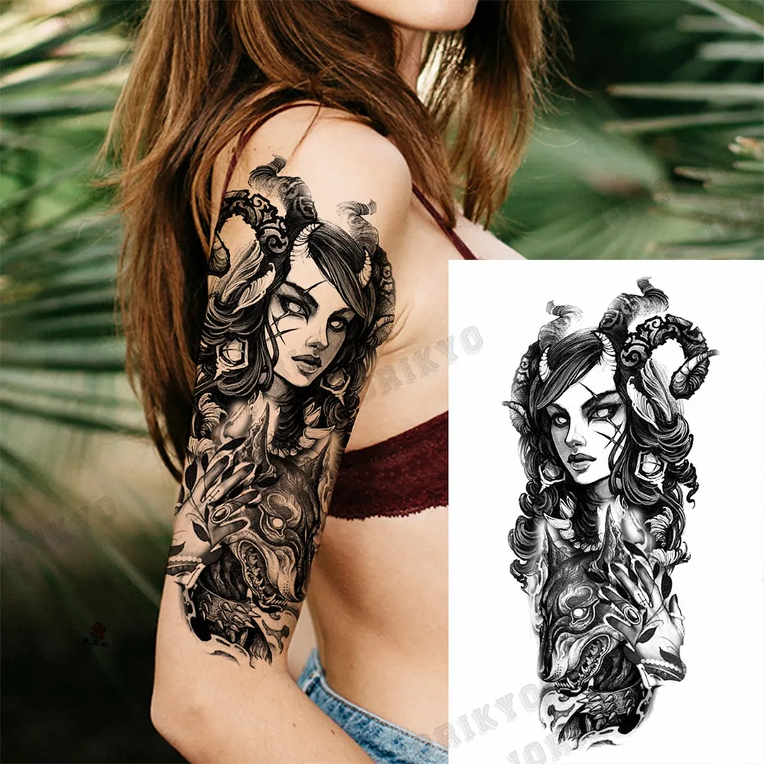 3D Skull Rose Flower Temporary Tattoos For Women Men Geometry Tiger Compass Mandala Fake Tattoo Washable Body Art Painting Tatoo