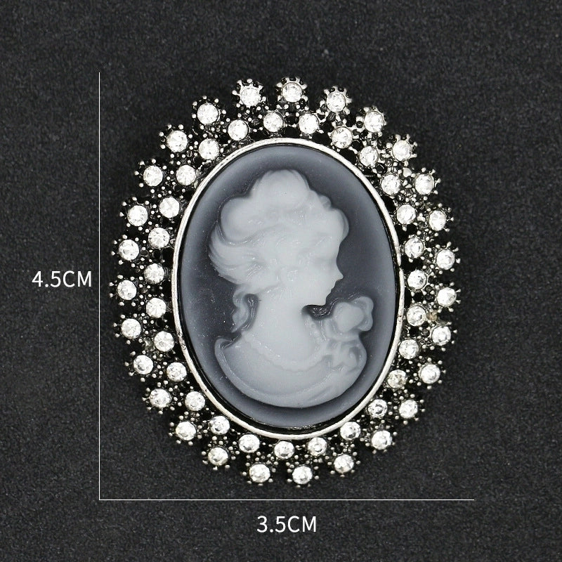Retro Pin Portrait Alloy Plating Rhinestones Women’S Brooches