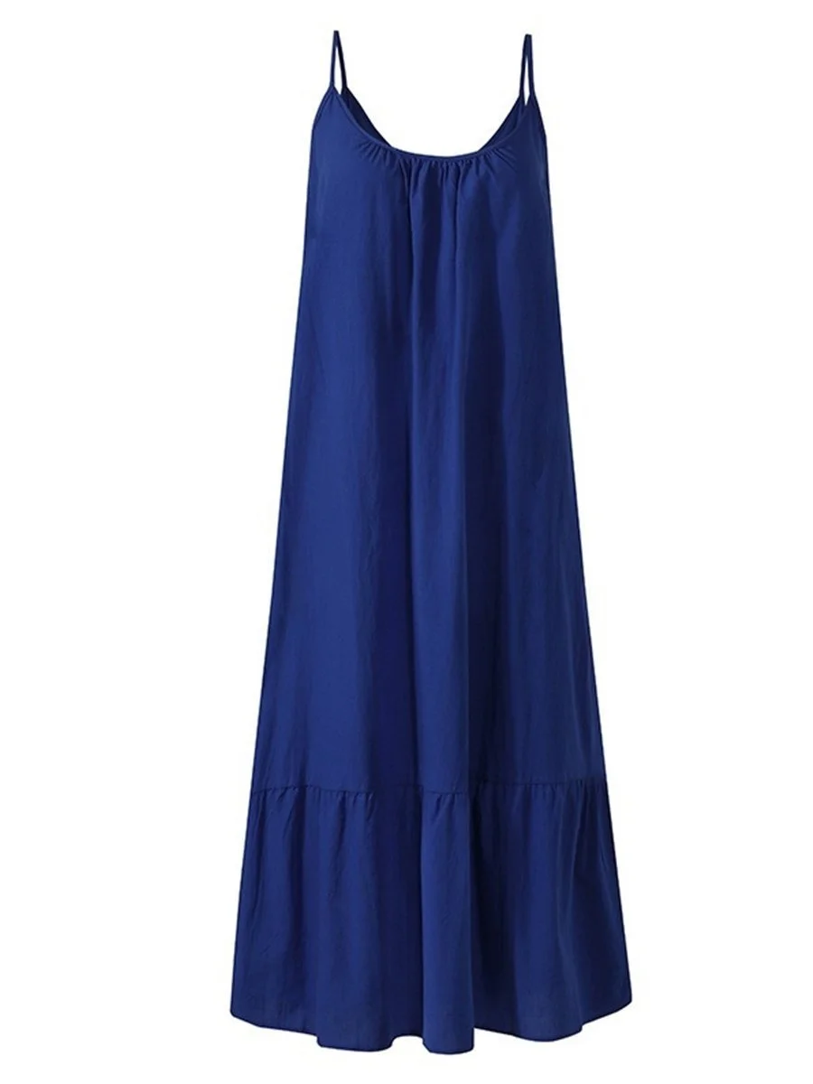 Women Half Sleeve V-neck Solid Color Dress