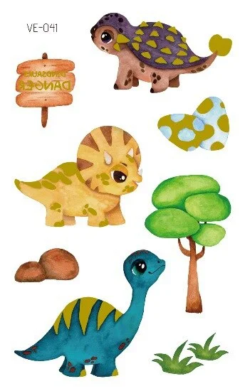 24 kinds Cartoon Dinosaur Bronzing Tattoo Sticker Child Temporary Stickers Body Tatoo for Kids Cute Waterproof Temporary Tattoos