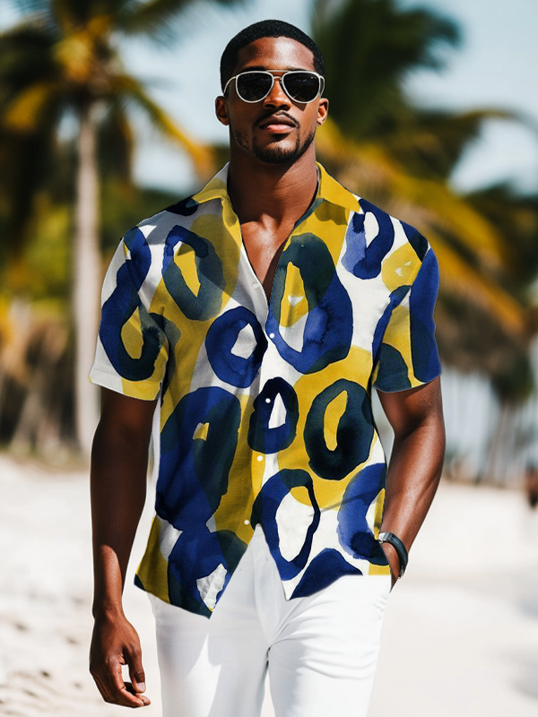 Men's Retro Abstract Art   Print Shirt