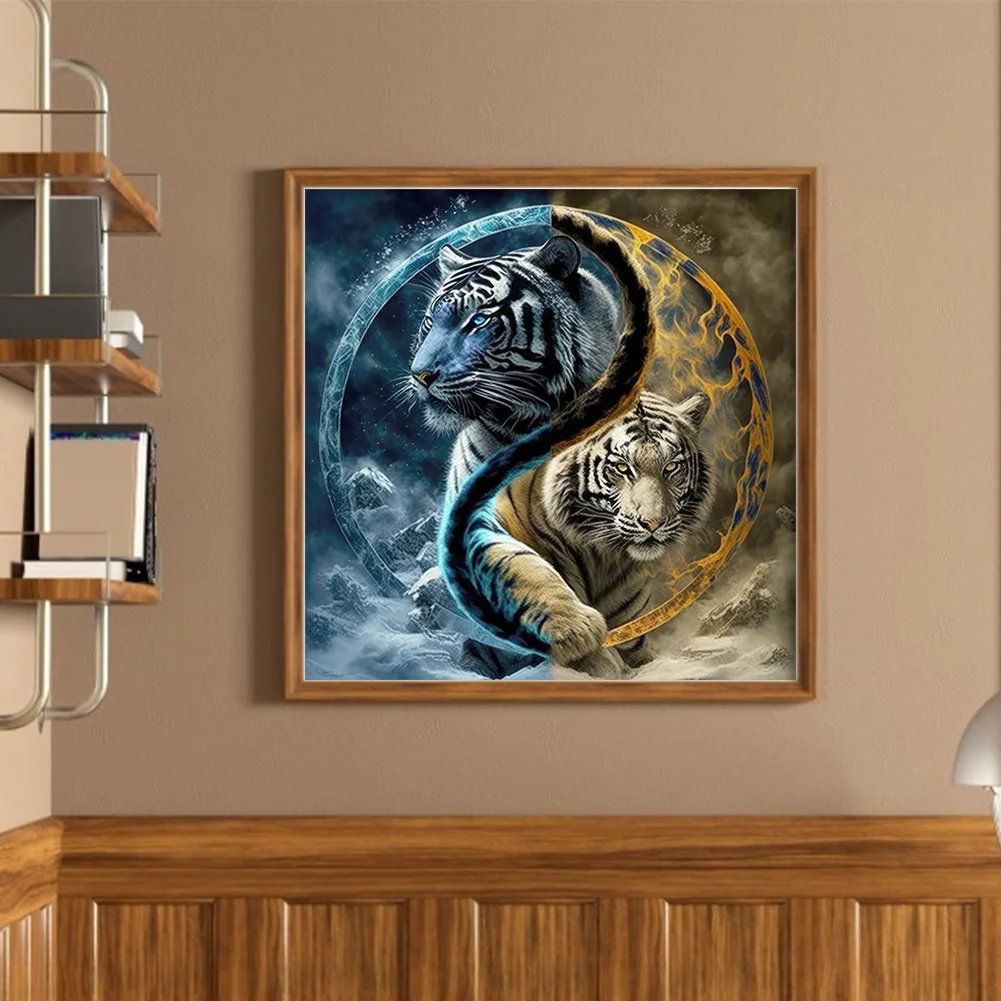 11CT Full Stamped Cross Stitch - Yin Yang Tiger(Canvas|45*45CM)