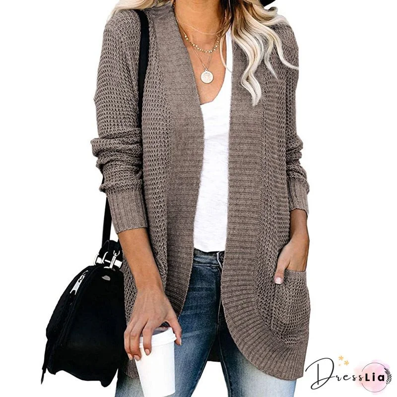 Pocket Knitting Long Coat