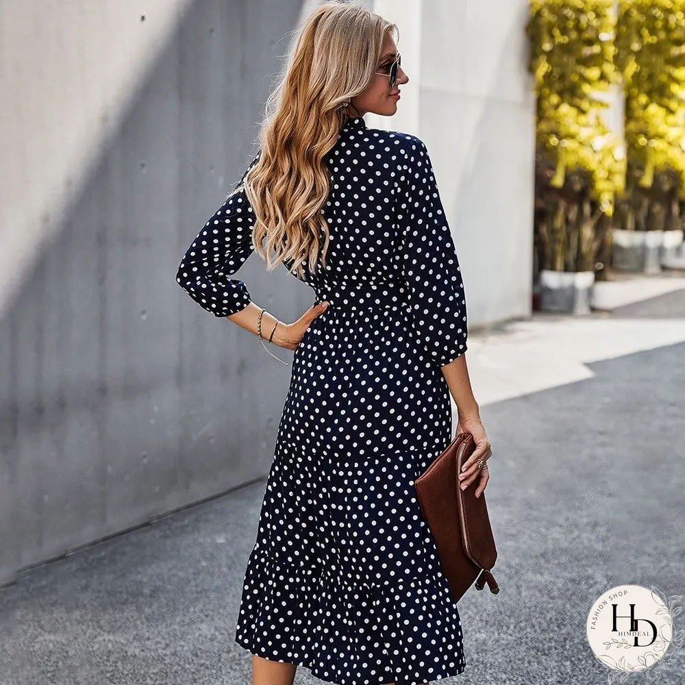 Women's Spring and Summer Classic Polka Dot Print Dress Women