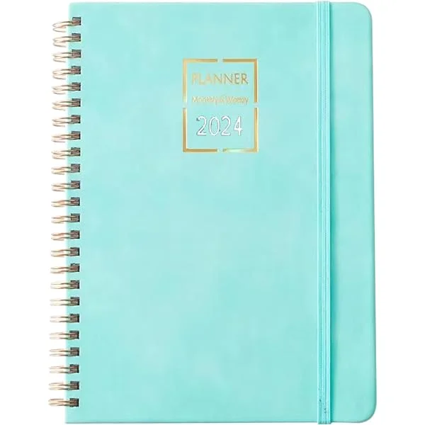 2024 Academic Year Weekly and Monthly Planner, 6.49"x8.46", Daily Planner for Goals, Flexible Cover, 70 Pages for Work Lesson Management, Blue