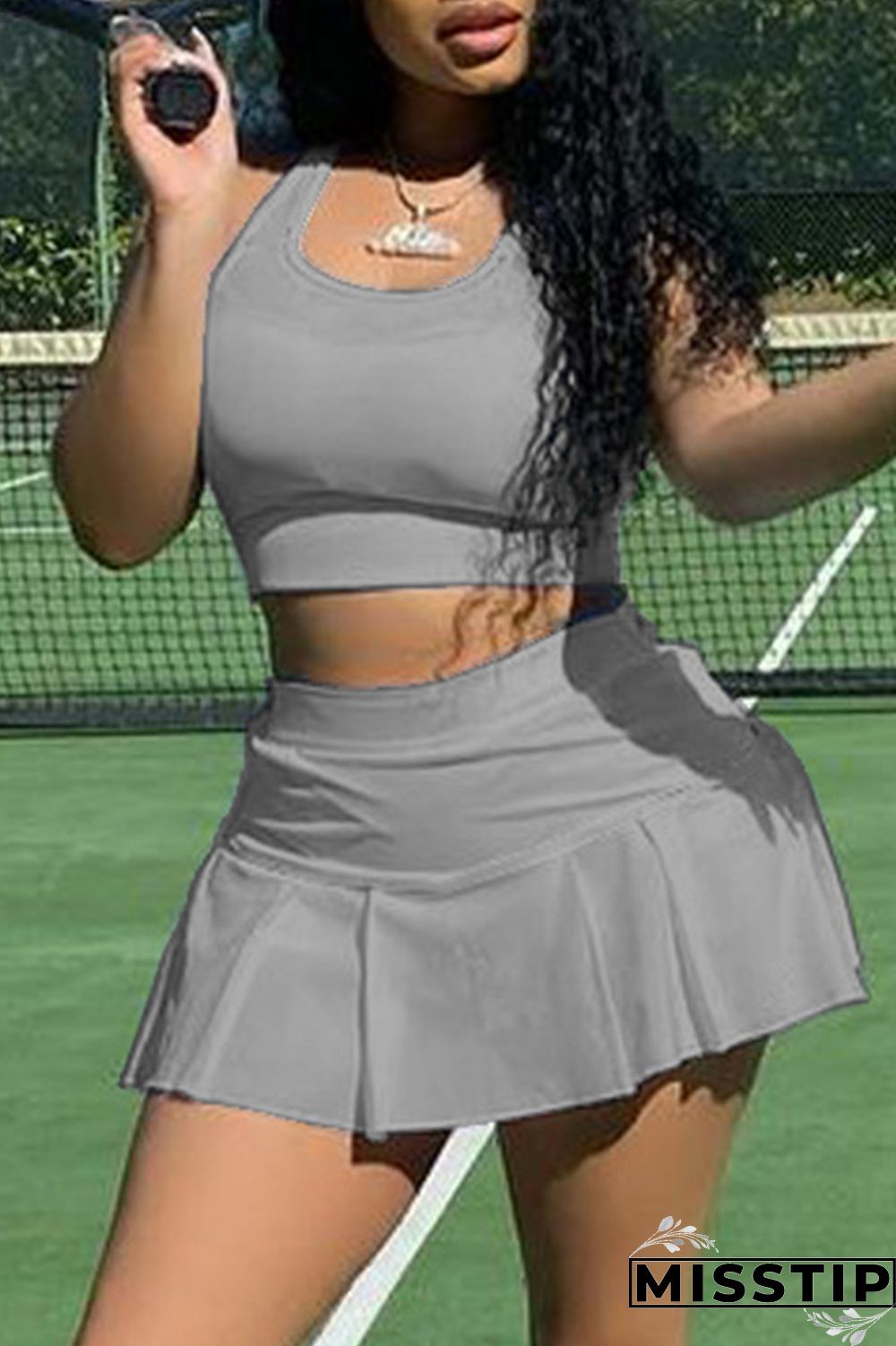 Pink Casual Sportswear Solid Basic U Neck Sleeveless Two Pieces
