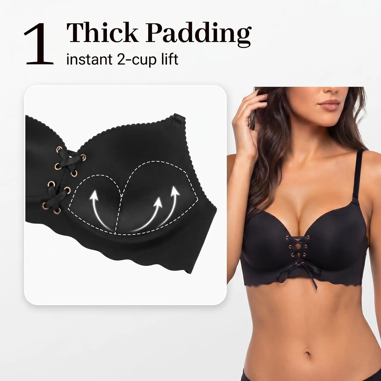 LUCKMEEY Drawstring Push Up Bra | Instant Cleavage & Anti-Sagging | Add 2 Cups Padded Wireless Strapless Bras Comfort Bra for A B C Cups Womenswear Minimalist Pink #SummerVibe LUCKMEEY Drawstring Push Up Bra | Instant Cleavage & Anti-Sagging | Add 2 Cups Padded Wireless Strapless Bras Comfort Bra for A B C Cups Womenswear Minimalist Pink #SummerVibe