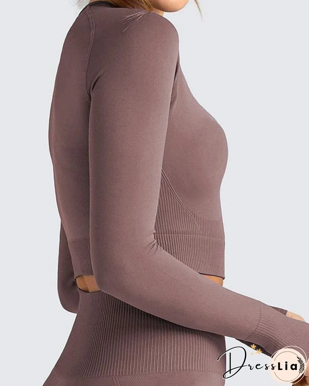 Long Sleeve Seamless Suit Sports Yoga Set 2 Piece