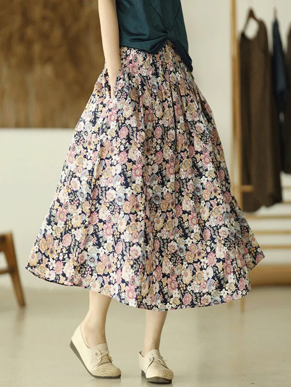 Original Floral Cotton-Blend A-Line Skirt