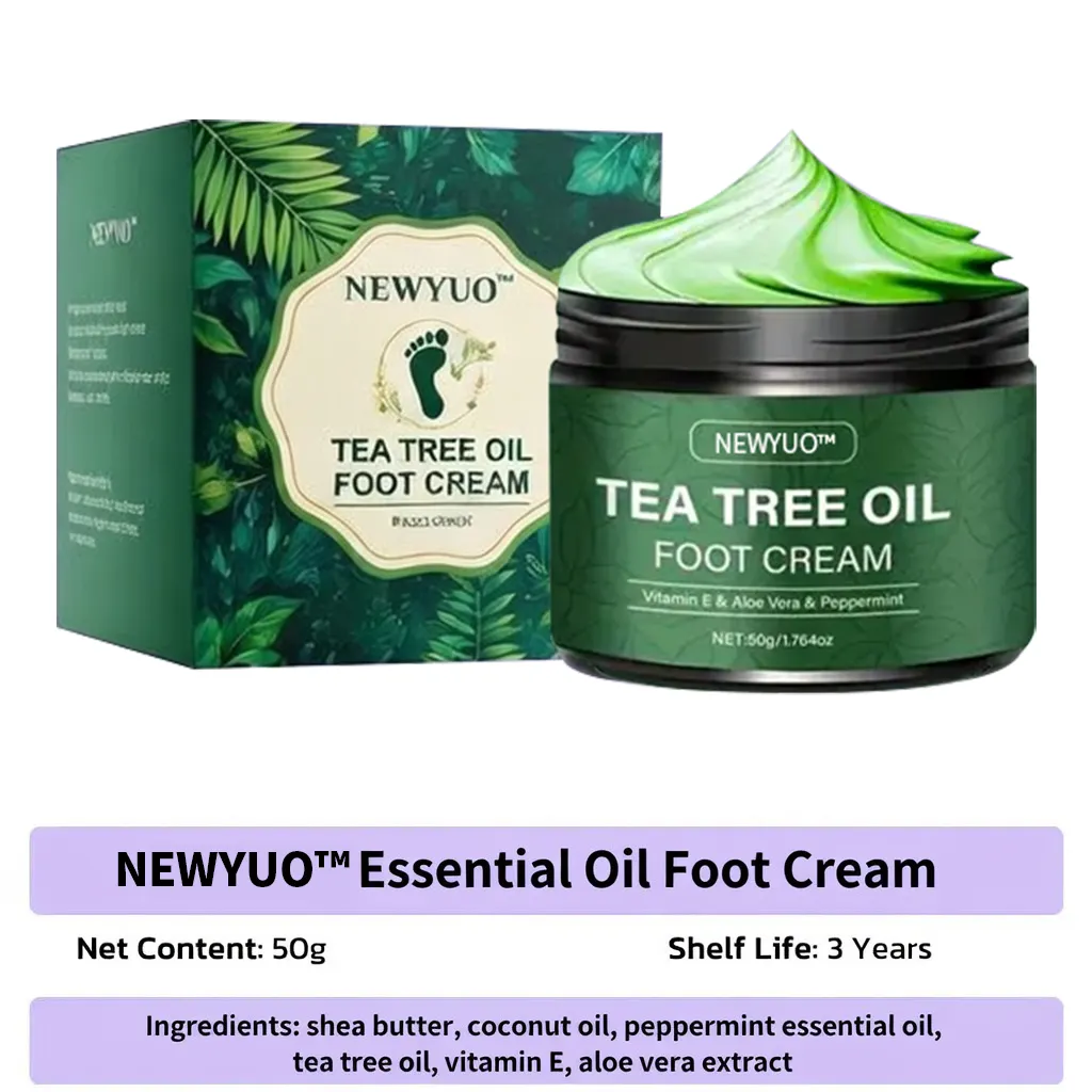 🎁 NEWYUO™ Limited-Time Offer 🎁 - Don't miss out!Tea Tree Oil Foot Cream (Repairs Dry Cracked Heels, Soothes Tired Feet, Eliminates Odor & Restores Soft Skin)