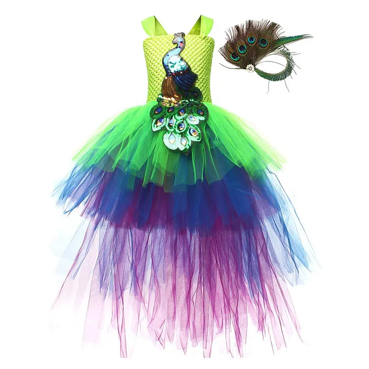 Kids Children Animal Peafowl&nbsp;Dreen Tutu Dress&nbsp;Outfits&nbsp;Costume Stage Performance Carnival Suit&nbsp;